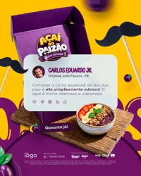 Feedback Cliente EspecialAçaíteria Açaí Dia dos Pais Social Media PSD Editável