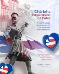 Dia da Independência da Bahia 02 de Julho Social Media PSD Editável