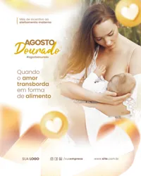 Agosto Dourado Mês do Aleitamento Materno Social Media PSD Editável