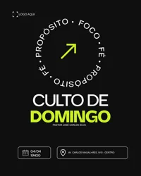 Culto De Domingo Social Media PSD Editável