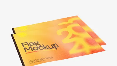 Mockup de Bandeira Publicitária PSD Editável