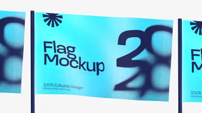 Mockup de Bandeira Publicitária PSD Editável
