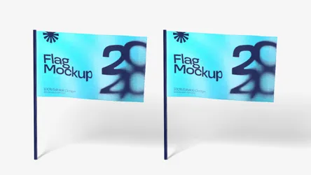 Mockup de Bandeira Publicitária PSD Editável