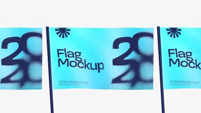 Mockup de Bandeira Publicitária PSD Editável