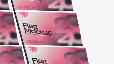 Mockup de Bandeira Publicitária PSD Editável