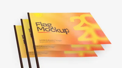 Mockup de Bandeira Publicitária PSD Editável