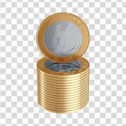 Elemento 3D Moeda de 1 Real Empilhadas PNG Transparente
