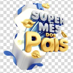 Selo 3D Super Mês dos Pais PNG Tranparente