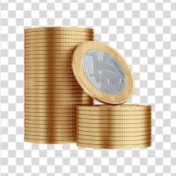 Elemento 3D Moeda de 1 Real Empilhadas PNG Transparente