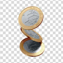 Elemento 3D Moeda de 1 Real Empilhadas PNG Transparente