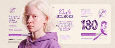 Agosto Lilás Carrossel Estatística Violência Contra Mulher PSD Editável