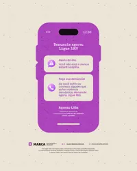 Agosto Lilás Contato e Notificação Celular Denuncie Ligue 180 Social Media PSD Editável