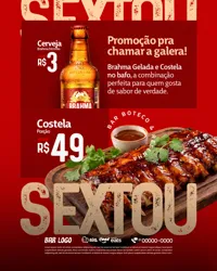 Sextou Bar Petiscaria Boteco Social Media PSD Editável