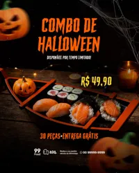 Ofertas Halloween Dia das Bruxas Pizzaria Social Media PSD Editável
