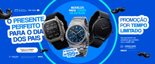 Carrossel Ofera Dia dos Pais Relojoaria Promoção de Relógios Social Media PSD Editável