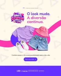 Ofertas Dia das Crianças Loja de Roupa Infantil Social Media PSD Editável