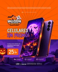 Ofertas Halloween Dia das Bruxas Loja Eletrônicos Social Media PSD Editável