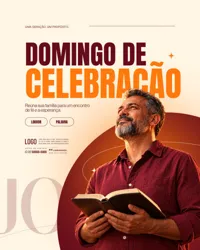 Post Igreja Domingo de Celebração PSD Editável