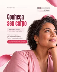Promoção Outubro Rosa Mamografia e Prevenção do Câncer de Mama Social Media PSD Editável