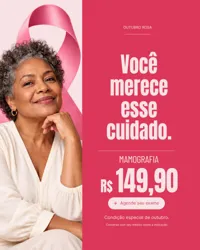 Promoção Outubro Rosa Mamografia e Prevenção do Câncer de Mama Social Media PSD Editável