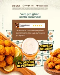 Cerveja Gelada Bar Petiscaria Boteco Social Media PSD Editável