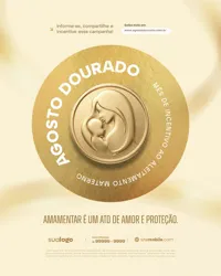 Agosto Dourado Mês do Aleitamento Materno Social Media PSD Editável