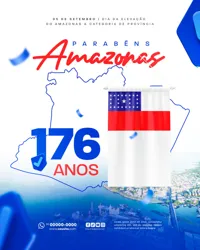 Aniversário de Emancipação do Estado Amazonas 176 Anos 05 de Setembro Social Media PSD Editável