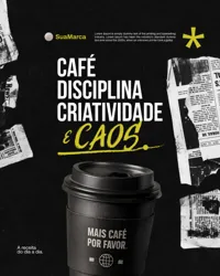 Design Gráfico Café Disciplina e Criatividade Social Media Fimga Editável