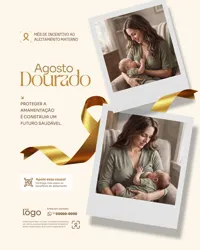 Agosto Dourado Mês do Aleitamento Materno Social Media PSD Editável