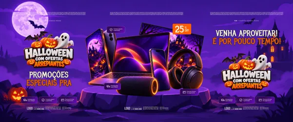 Carrossel Ofertas Halloween Dia das Bruxas Loja Eletrônicos Social Media PSD Editável