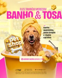 Banho e Tosa Pet Shop Social Media PSD Editável