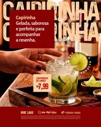 Caipirinha Bar Petiscaria Boteco Social Media PSD Editável