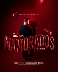Feliz Dia dos Namorados 12 de Junho Social Media PSD Editável