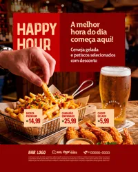 Happy Hour Bar Petiscaria Boteco Social Media PSD Editável