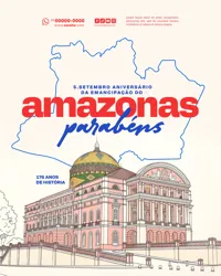 Aniversário de Emancipação do Estado Amazonas 176 Anos 05 de Setembro Social Media PSD Editável