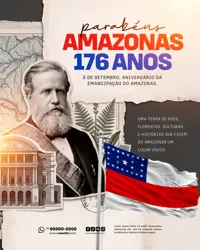 Aniversário de Emancipação do Estado Amazonas 176 Anos 05 de Setembro Social Media PSD Editável