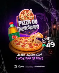 Ofertas Halloween Dia das Bruxas Pizzaria Social Media PSD Editável