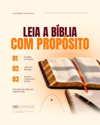 Post Igreja Leia a Bíblia com Propósito PSD Editável