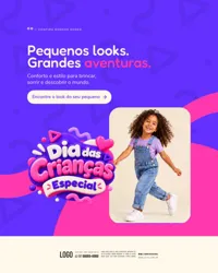 Ofertas Dia das Crianças Loja de Roupa Infantil Social Media PSD Editável