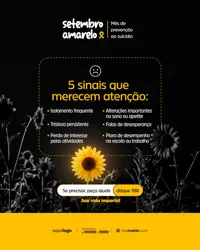 Setembro Amarelo Mês de Prevenção ao Suicídio Social Media PSD Editável