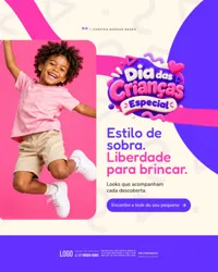 Ofertas Dia das Crianças Loja de Roupa Infantil Social Media PSD Editável