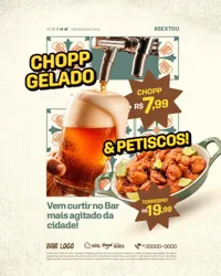 Chopp Gelado Bar Petiscaria Boteco Social Media PSD Editável