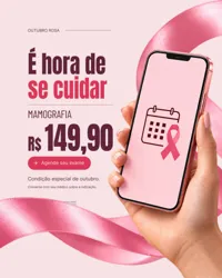 Promoção Outubro Rosa Mamografia e Prevenção do Câncer de Mama Social Media PSD Editável