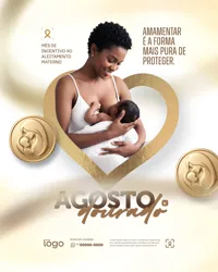 Agosto Dourado Mês do Aleitamento Materno Social Media PSD Editável