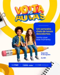 Volta às Aulas Papelaria Social Media PSD Editável