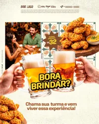 Bora Brindar Bar Petiscaria Boteco Social Media PSD Editável