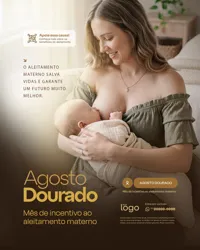 Agosto Dourado Mês do Aleitamento Materno Social Media PSD Editável