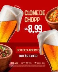 Clone de Chopp Bar Petiscaria Boteco Social Media PSD Editável
