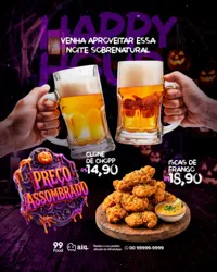 Ofertas Halloween Dia das Bruxas Happy Hour Social Media PSD Editável