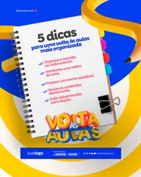 Volta às Aulas Papelaria Social Media PSD Editável